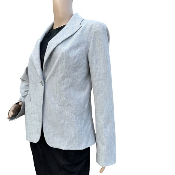 Worthington Stretch Gray Blazer, Size 8, One-Button Padded Shoulder Jacket - Picture 6 of 7